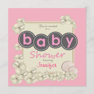 Oceanic Baby Girl Shower Invitation Kaart