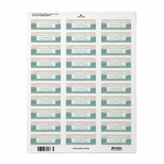 Oceanic Beach Ocean Shore Retouradres Labels (Full Sheet)