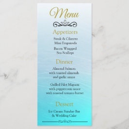 Oceanic Beach Thema Aqua Blue Bruiloft Menu Kaart