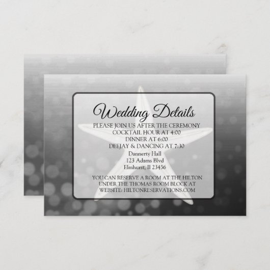 Oceanic Black Starfish Weddencard Informatiekaartje (Voorkant / Achterkant)