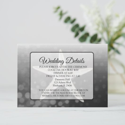 Oceanic Black Starfish Weddencard Informatiekaartje (Staand voorkant)