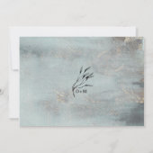 Oceanic Blauwgroen Waterverf met Gold Photo Save t The Date (Achterkant)