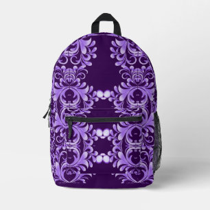 Oceanic Bloom: Paarse Wave Harmony / Stijlvolle Ku Bedrukte Rugzak