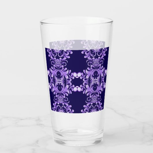 Oceanic Bloom: Paarse Wave Harmony / Stijlvolle Ku Glas (Achterkant)