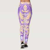 Oceanic Bloom: Paarse Wave Harmony / Stijlvolle Ku Leggings (Achterkant)