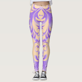 Oceanic Bloom: Paarse Wave Harmony / Stijlvolle Ku Leggings