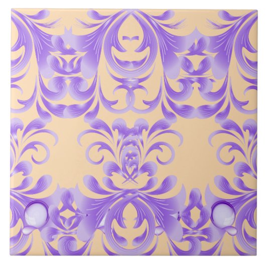 Oceanic Bloom: Paarse Wave Harmony / Stijlvolle Ku Tegeltje (Voorkant)