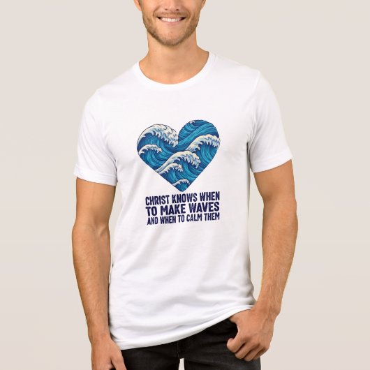 Oceanic blue Christ and the waves design Tri-Blend Shirt (Voorkant)