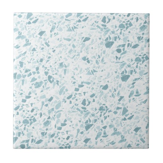 Oceanic Blue Terrazzo Print Tegeltje (Voorkant)
