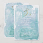 Oceanic Blue Waterverf huwelijksuitnodiging Kaart (Voorkant / Achterkant)