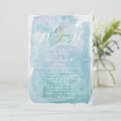 Oceanic Blue Waterverf huwelijksuitnodiging Kaart (Staand voorkant)