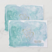 Oceanic Blue Waterverf Save the Date Wedding (Voorkant / Achterkant)