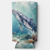 Oceanic Blue Whale and Coastal Poem Seltzer Blikjeskoeler (Voorkant)