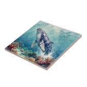 Oceanic Blue Whale Watercolor Coastal Art Tegeltje (Zijkant)