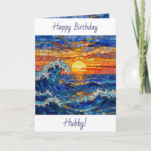 Oceanic Coastal Ocean Waves Sunset Birthday Kaart (Voorkant)
