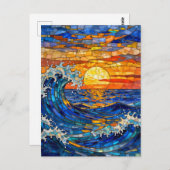Oceanic Coastal Ocean Waves Sunset   Briefkaart (Voorkant / Achterkant)
