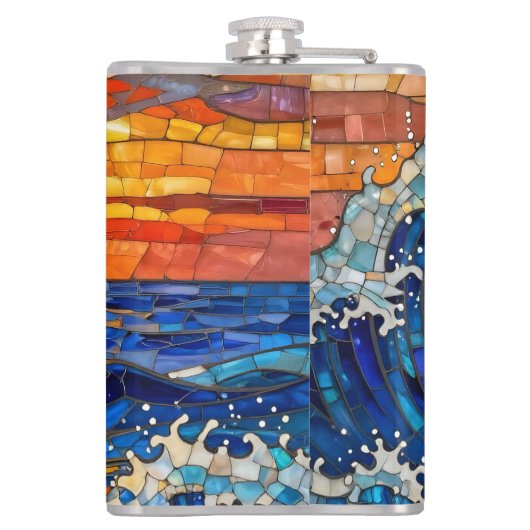 Oceanic Coastal Ocean Waves Sunset   Heupfles (Achterkant)