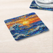 Oceanic Coastal Ocean Waves Sunset   Kartonnen Onderzetters (Schuin)