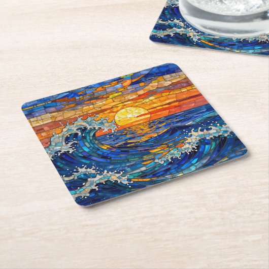 Oceanic Coastal Ocean Waves Sunset   Kartonnen Onderzetters (Schuin)