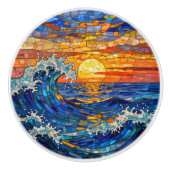 Oceanic Coastal Ocean Waves Sunset   Keramische Knop (Voorkant)