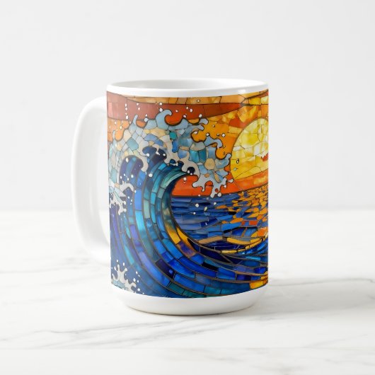 Oceanic Coastal Ocean Waves Sunset   Koffiemok (Voorkant links)