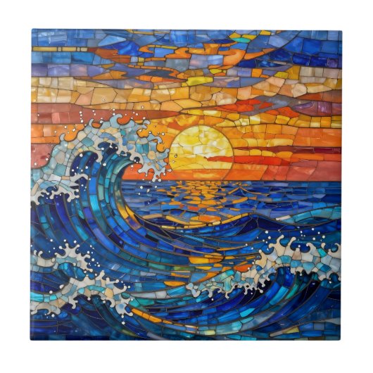 Oceanic Coastal Ocean Waves Sunset   Tegeltje (Voorkant)