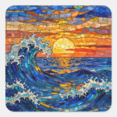 Oceanic Coastal Ocean Waves Sunset   Vierkante Sticker (Voorkant)