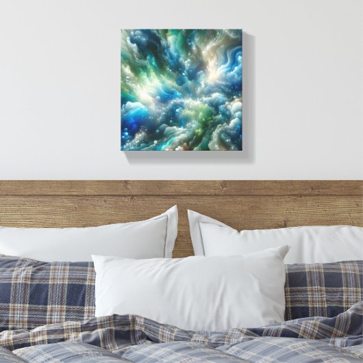"Oceanic Dreams - Etherische onderwater Abstract Canvas Afdruk (Insitu (Slaapkamer))