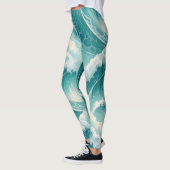 Oceanic Flow Pattern–Seamless Fluid Blue Abstract Leggings (Links)