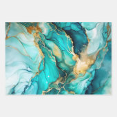 Oceanic & Gold Marble Luxe Aesthetics Inpakpapier Vel (Voorkant 2)