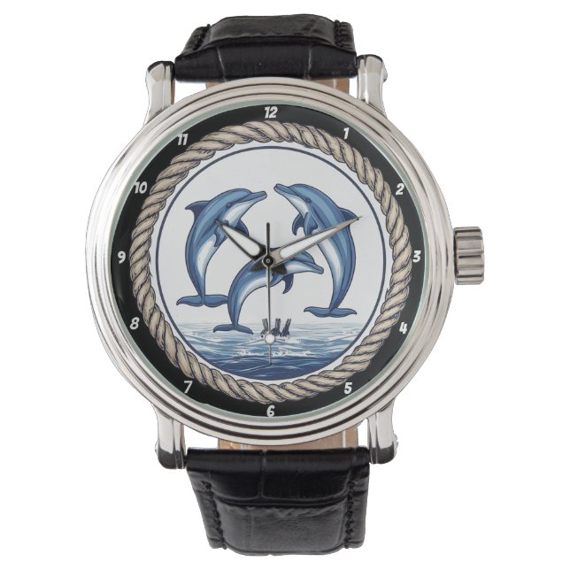 Oceanic Grace Dolphin With Rope Accent Horloge (Voorkant)