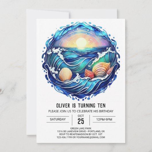 Oceanic Modern Kids Verjaardag Kaart (Voorkant)