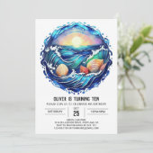 Oceanic Modern Kids Verjaardag Kaart (Staand voorkant)