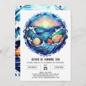 Oceanic Modern Kids Verjaardag Kaart (Voorkant / Achterkant)