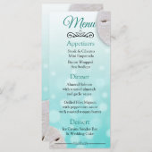 Oceanic Sand Dollar Aqua Blauwgroen WeddenMenu Car Menu (Voorkant / Achterkant)