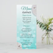 Oceanic Sand Dollar Aqua Blauwgroen WeddenMenu Car Menu (Staand voorkant)