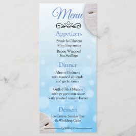 Oceanic Sand Dollar Aqua Blue Wedding Menu Card