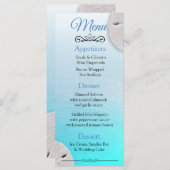 Oceanic Sand Dollar Aqua Blue Wedding Menu Card (Voorkant / Achterkant)
