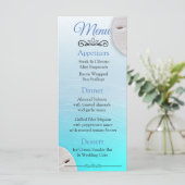 Oceanic Sand Dollar Aqua Blue Wedding Menu Card (Staand voorkant)