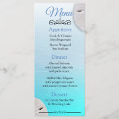 Oceanic Sand Dollar Aqua Blue Wedding Menu Card (Voorkant)