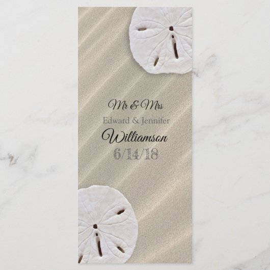 Oceanic Sand Dollar Wedding Menu Kaart (Achterkant)