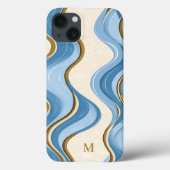 Oceanic Summer Waves Minimalistic With Initial Case-Mate iPhone Case (Achterkant)
