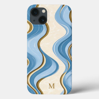 Oceanic Summer Waves Minimalistic With Initial  Case-Mate iPhone Case