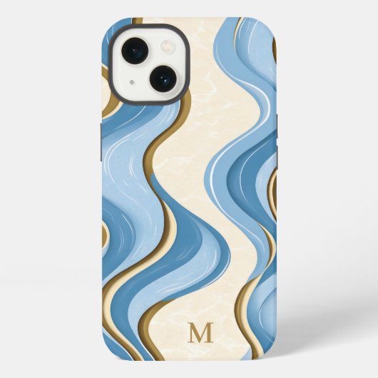 Oceanic Summer Waves Minimalistic With Initial iPhone Hoesje (Achterkant)