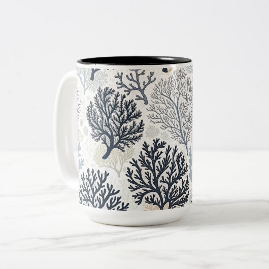 Oceanic Vibes Botanical Corals Tweekleurige Koffiemok (Voorkant links)