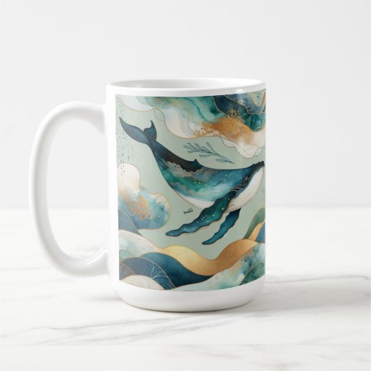 Oceanic Whale Abstracte Mok - Coastal Keuken Decor (Links)