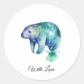 Oceanic Whisper Manatee, custom Ronde Sticker (Voorkant)