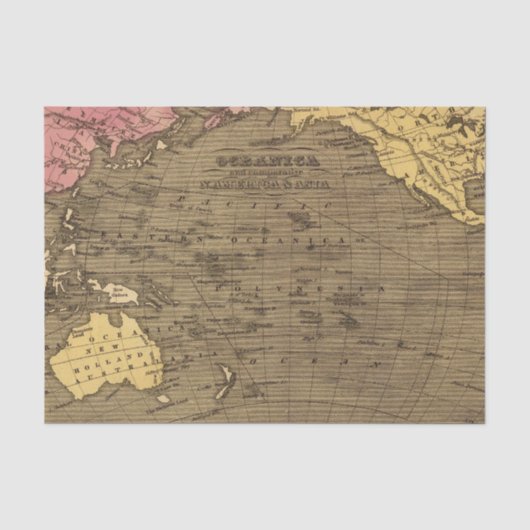 Oceanica Hand Colored Atlas Map Tissuepapier (Voorkant)