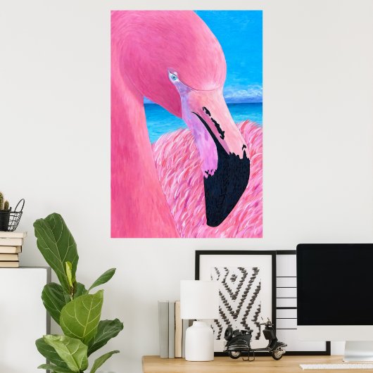 Oceanië de Grote Hoofd Flamingo door Just Dahl Poster (Thuiskantoor)