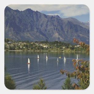 Oceanië, Nieuw-Zeeland, Zuidereiland, Queenstown. Vierkante Sticker